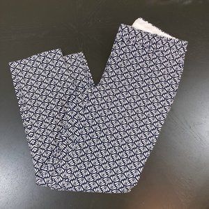 Crown & Ivy Navy White Pattern Pants Size 8